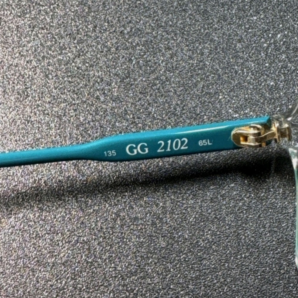 Gucci Italy GG2102 135 65L Clear/Turquoise Eyeglasses - Picture 5 of 7